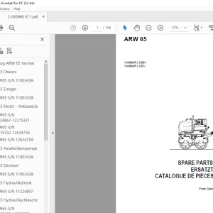 Ammann ARW 65 YANMAR L100N & L100V Parts Manual 11224867-14698393 PDF