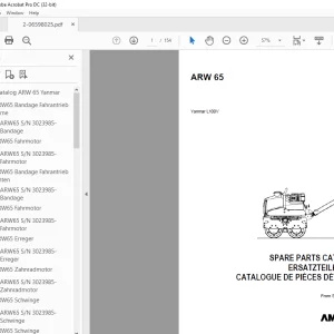 Ammann ARW 65 Yanmar L100V Parts Manual 3023985 PDF