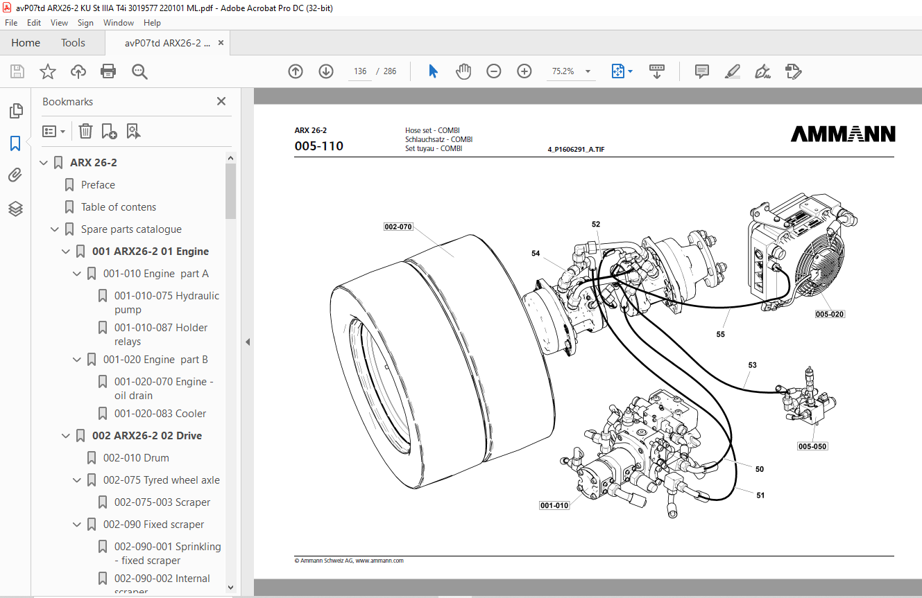 Ammann ARX 26-2 Tandem Roller Parts Catalogue Manual 3019577 PDF ...