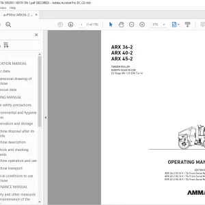 Ammann ARX 36-2 ARX 40-2 ARX 45-2 Tandem Roller Operating Manual PDF