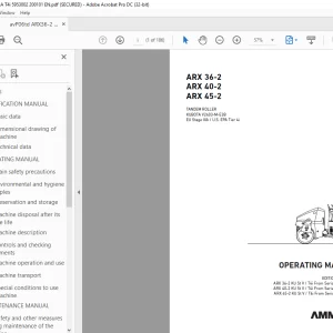 Ammann ARX 36-2 ARX 40-2 ARX 45-2 Tandem Roller Operating Manual PDF