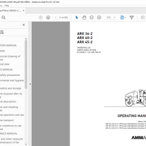 Ammann ARX 36-2 ARX 40-2 ARX 45-2 Tandem Roller Operating Manual PDF