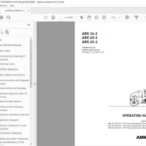 Ammann ARX 36-2 ARX 40-2 ARX 45-2 Tandem Roller Operating Manual PDF
