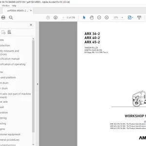 Ammann ARX 36-2 ARX 40-2 ARX 45-2 Tandem Roller Workshop Manual-PDF