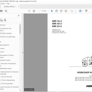 Ammann ARX 36-2 ARX 40-2 ARX 45-2 Tandem Roller Workshop Manual PDF