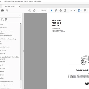 Ammann ARX 36-2 ARX 40-2 ARX 45-2 Tandem Roller Workshop Manual PDF