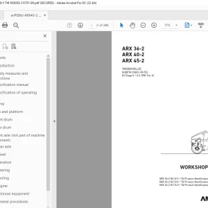 Ammann ARX 36-2 ARX 40-2 ARX 45-2 Tandem Roller Workshop Manual PDF