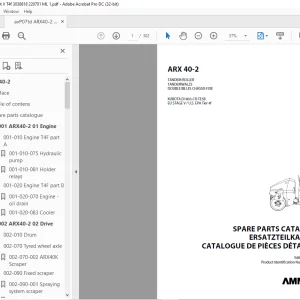 Ammann ARX 40-2 Tandem Roller Parts Catalogue Manual 3038818 PDF