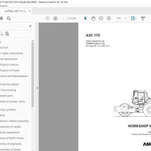 Ammann ASC 110 Single Drum  Roller  Workshop Manual 3001328 PDF