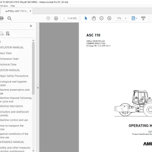 Ammann ASC 130 Single Drum Roller Operating Manual 3001328 PDF