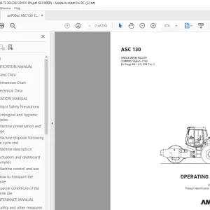 Ammann ASC 130 Single Drum Roller Operating Manual 3022302 PDF