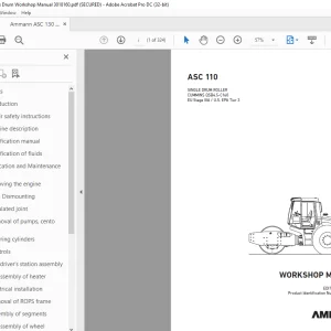 Ammann ASC 110 Single Drum Roller Workshop Manual 3018160 PDF