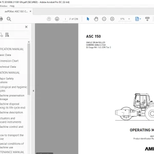 Ammann ASC 150 Single Drum Roller Operating Manual 3018006 PDF