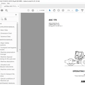 Ammann ASC 170 Single Drum Roller Operating Manual 3022312 PDF