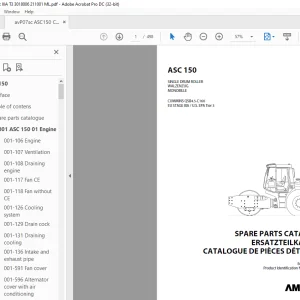 Ammann ASC 150 Single Drum Roller Parts Manual 3018006  PDF