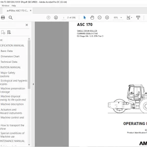 Ammann ASC 170 Single Drum Roller Operating Manual 3001339 PDF