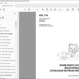 Ammann ASC 170 Single Drum Roller Parts Manual 3001339 PDF