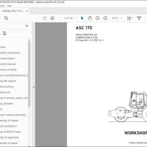 Ammann ASC 170 Single Drum Roller Workshop Manual 3001339 PDF
