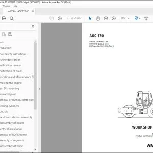 Ammann ASC 170 Single Drum Roller Workshop Manual 3022312 PDF