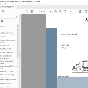 Ammann ASC 220 Single Drum Roller Operating Manual 2522001 PDF
