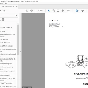 Ammann ASC 220 Single Drum Roller Operating Manual 3001218 PDF