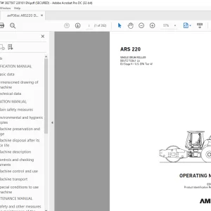 Ammann ASC 220 Single Drum Roller Operating Manual 3027587 PDF