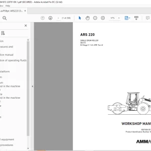 Ammann ASC 220 Single Drum Roller Workshop Manual 3041672 PDF