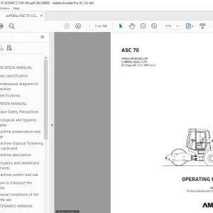 Ammann ASC 70 Single Drum Operating Manual 3016547 PDF