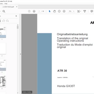 Ammann ATR 30 Honda GX35T Operating Manual 12799752 PDF