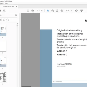Ammann ATR 60 C ATR 68 C Honda GX100 Operating Manual PDF