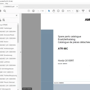 Ammann ATR 68C Honda GX100RT Parts Manual 12805519 PDF