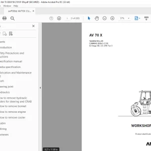 Ammann AV 70 X Tandem Roller Workshop Manual SN 3003159 PDF