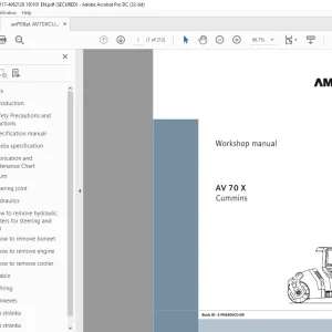 Ammann AV 70 X Tandem Roller Workshop Manual SN 4062117 PDF
