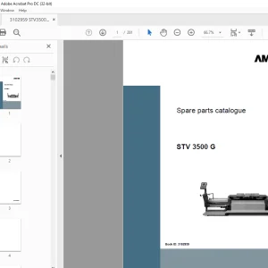 Ammann STV 3500 G s/n 3102959 - AFT400-2 s/n KG002988 Parts Manual PDF