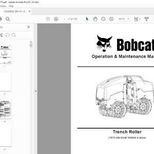 BOBCAT TR75 Trench Roller Operation & Maintenance Manual 7434920 PDF