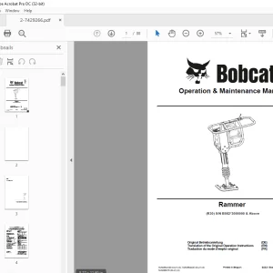 Bobcat R30 Rammer Operation & Maintenance Manual 7429266 PDF