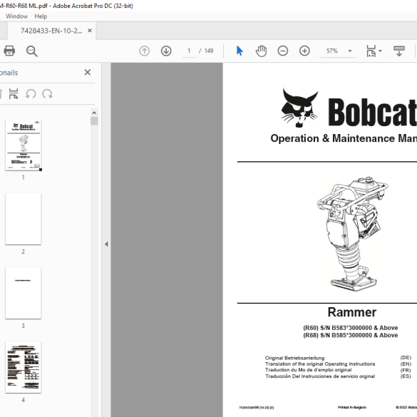 Bobcat S185 Skid-Steer Loader Operation & Maintenance Manual 6904134