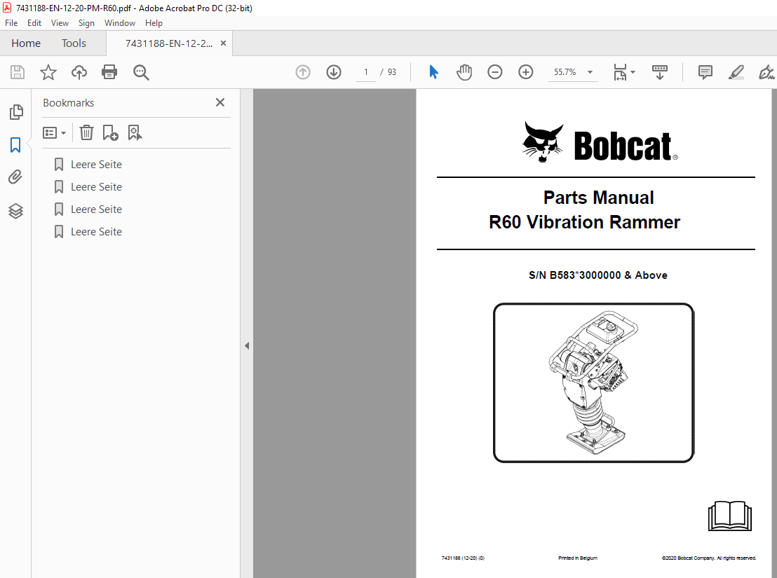 Bobcat R60 Vibration Rammer Parts Manual 7431188 PDF - HeyDownloads ...