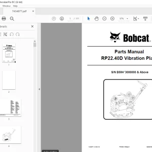 Bobcat RP22.40D Vibration Plate Parts Manual 7434877 (12-20) PDF