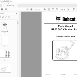 Bobcat RP25.50D Vibration Plate Parts Manual 7434879 PDF