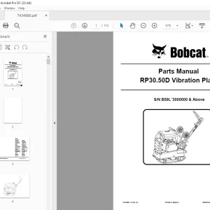 Bobcat RP30.50D Vibration Plate Parts Manual 7434880 PDF