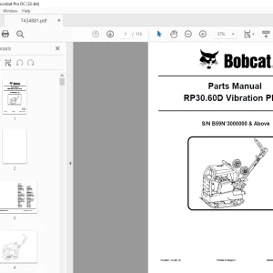 Bobcat RP30.60D Vibration Plate Parts Manual 7434881 PDF