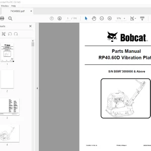 Bobcat RP40.60D Vibration Plate Parts Manual 7434882 PDF