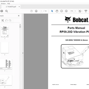 Bobcat RP59.20D Vibration Plate Parts Manual 7434876 PDF