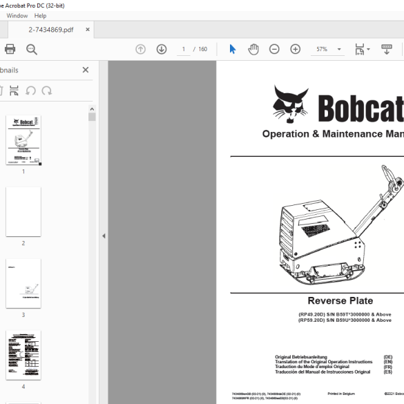 Bobcat S160 Skid-Steer Loader Operation & Maintenance Manual 6987009