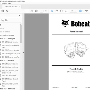 Bobcat TR75 Trench Roller Parts Manual 7434926 PDF