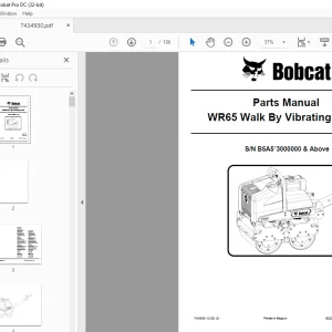 Bobcat WR65 Walk By Vibrating Roller Parts Manual 7434930 PDF