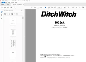 Ditch Witch 1025SK Tractor Parts Manual PN 050-675 PDF
