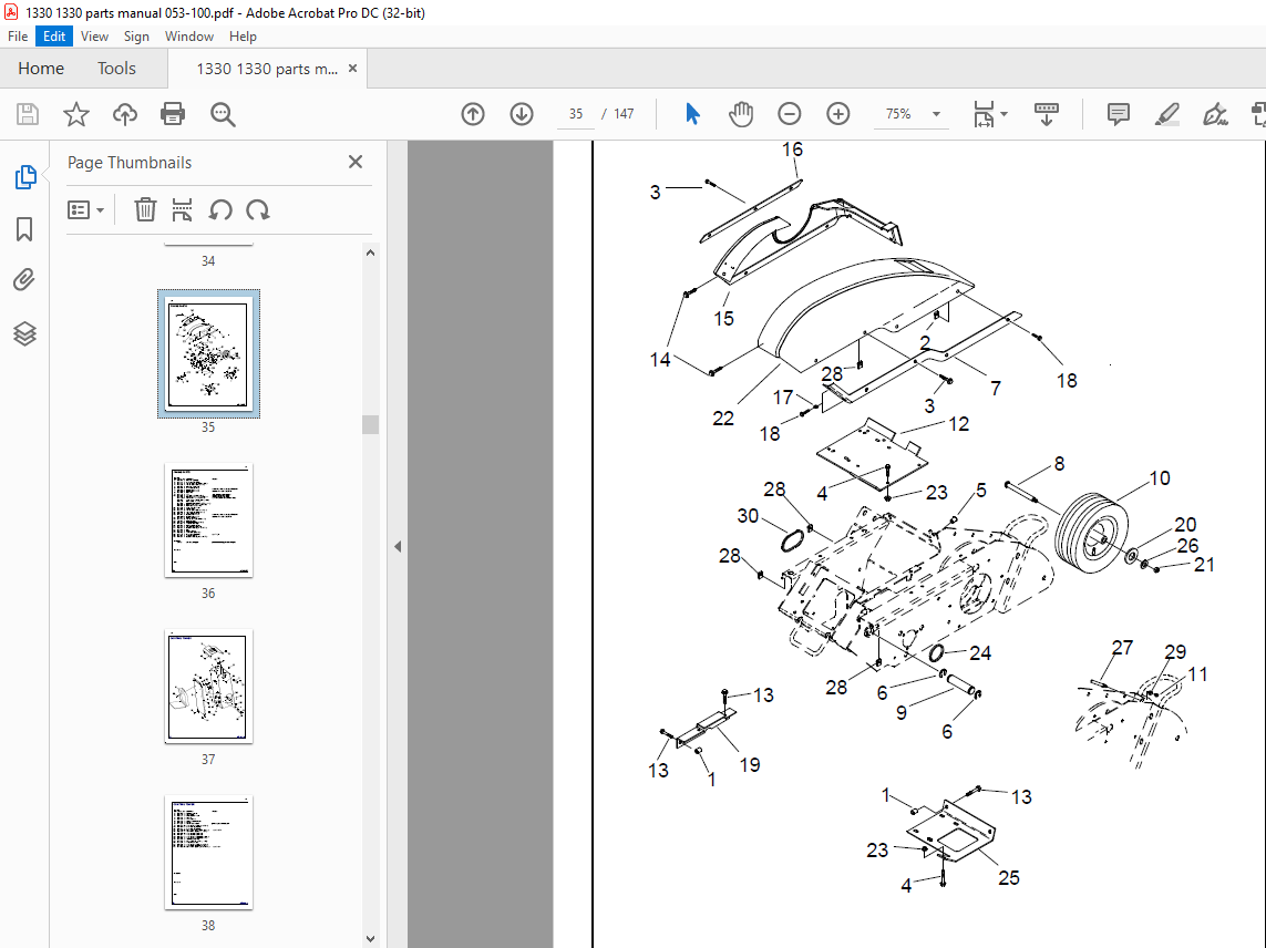 Ditch Witch 1330H Trencher Parts Manual 053100 PDF DOWNLOAD