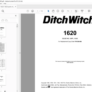 Ditch Witch 1620 Parts Manual 050-695 PDF